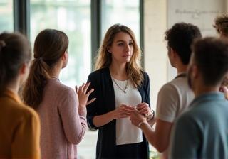 Gruppe von Personen nimmt an einem Workshop teil.